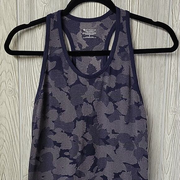 Athleta Speedlight Racerback Navy Camo Athletic Tank Top Womens Size Small - Picture 2 of 8